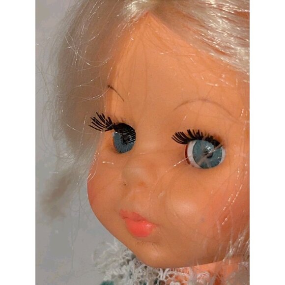 2 Vtg Dolls Rooted Eyelashes Hong Kong Blonde Brunette Cottagecore TLC 9" Set Of - Picture 10 of 14